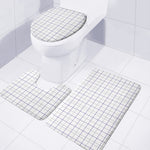 White Grey And Purple Tattersall Print 3 Piece Bath Mat Set