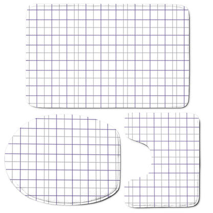 White Grey And Purple Tattersall Print 3 Piece Bath Mat Set
