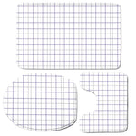White Grey And Purple Tattersall Print 3 Piece Bath Mat Set