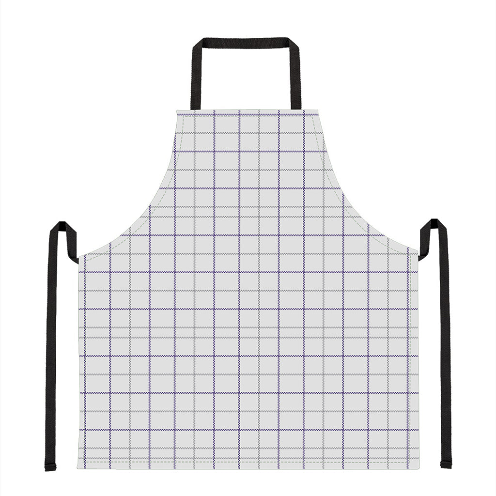 White Grey And Purple Tattersall Print Apron