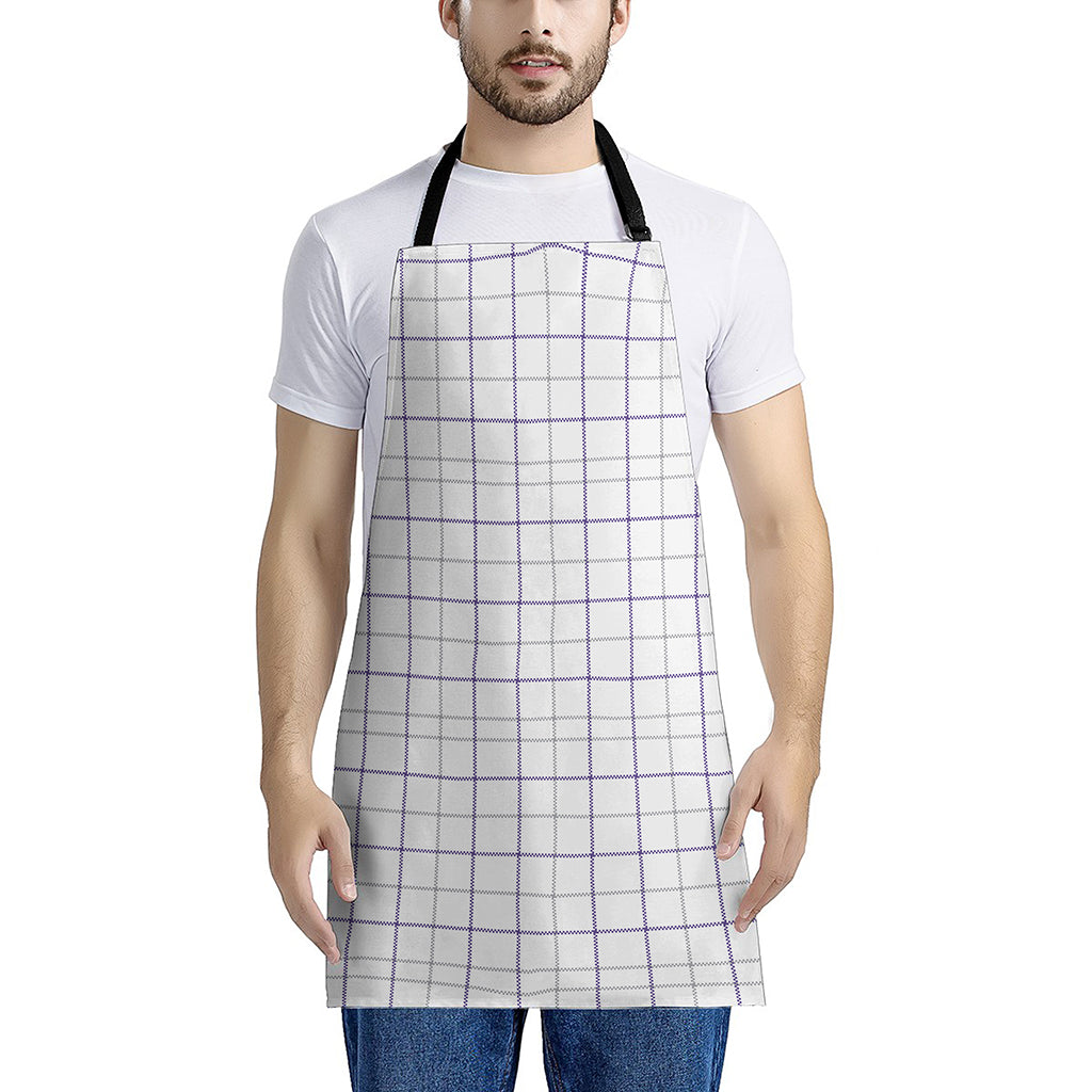 White Grey And Purple Tattersall Print Apron