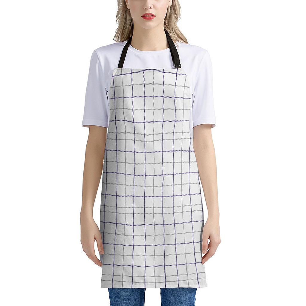 White Grey And Purple Tattersall Print Apron