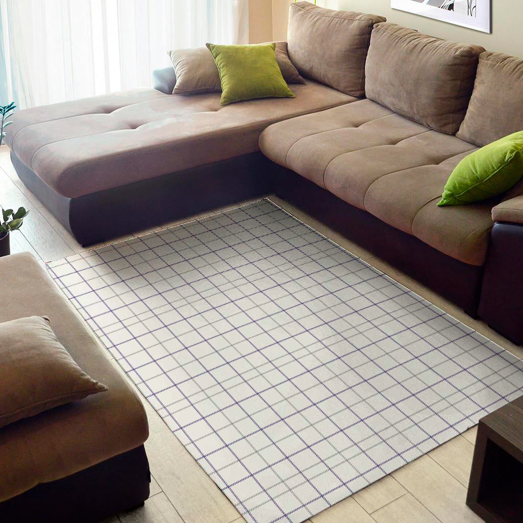 White Grey And Purple Tattersall Print Area Rug