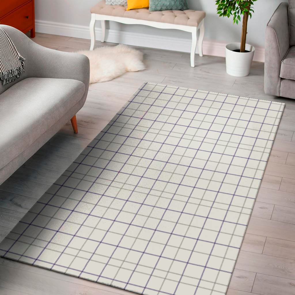 White Grey And Purple Tattersall Print Area Rug
