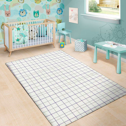 White Grey And Purple Tattersall Print Area Rug