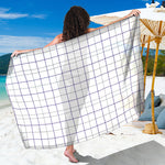 White Grey And Purple Tattersall Print Beach Sarong Wrap