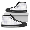 White Grey And Purple Tattersall Print Black High Top Sneakers