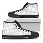 White Grey And Purple Tattersall Print Black High Top Shoes