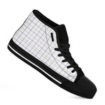 White Grey And Purple Tattersall Print Black High Top Shoes