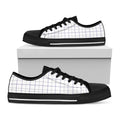 White Grey And Purple Tattersall Print Black Low Top Sneakers