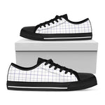 White Grey And Purple Tattersall Print Black Low Top Shoes