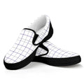 White Grey And Purple Tattersall Print Black Slip On Sneakers