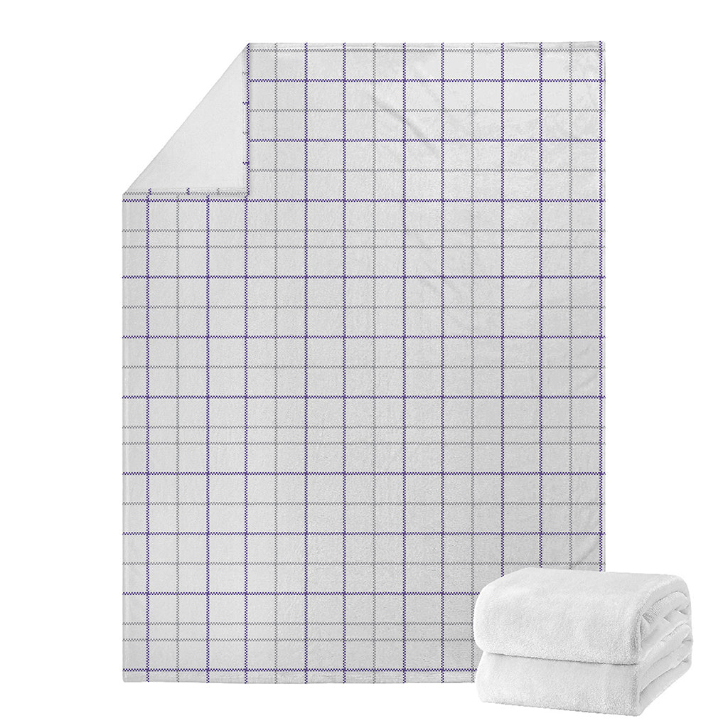 White Grey And Purple Tattersall Print Blanket