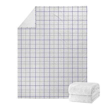 White Grey And Purple Tattersall Print Blanket