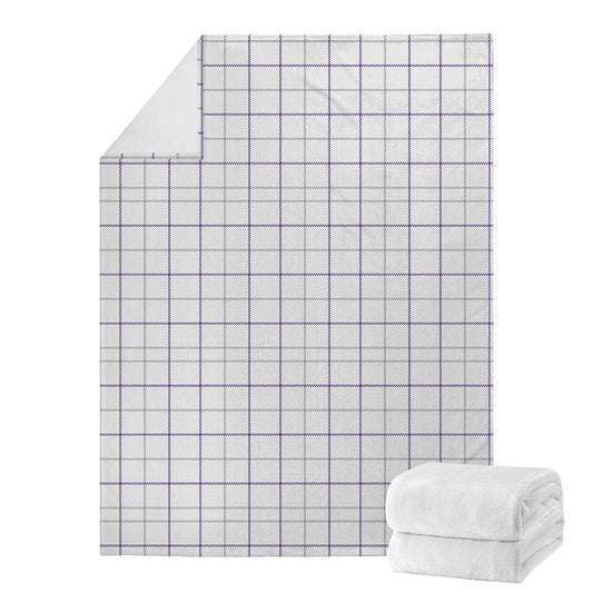 White Grey And Purple Tattersall Print Blanket