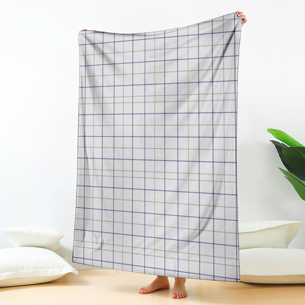 White Grey And Purple Tattersall Print Blanket