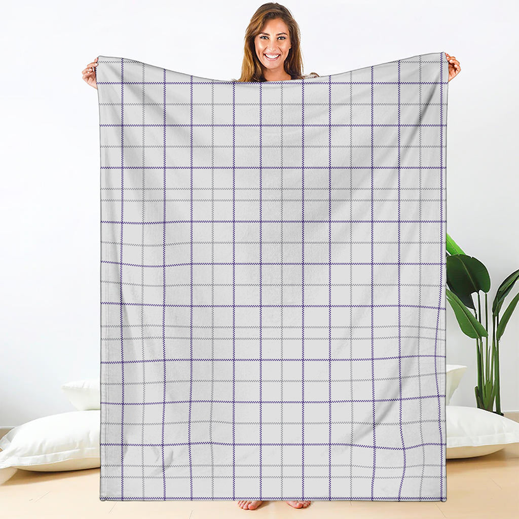 White Grey And Purple Tattersall Print Blanket