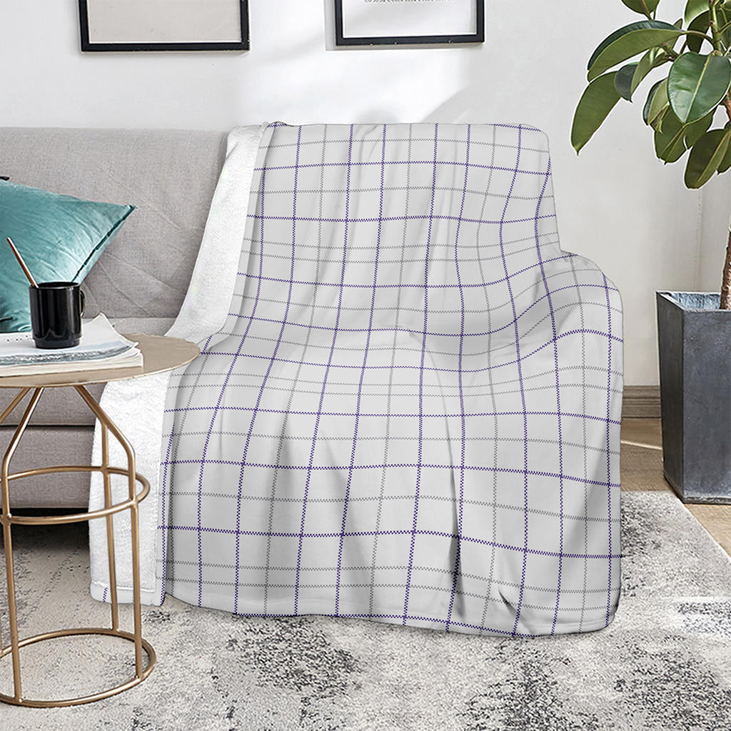 White Grey And Purple Tattersall Print Blanket