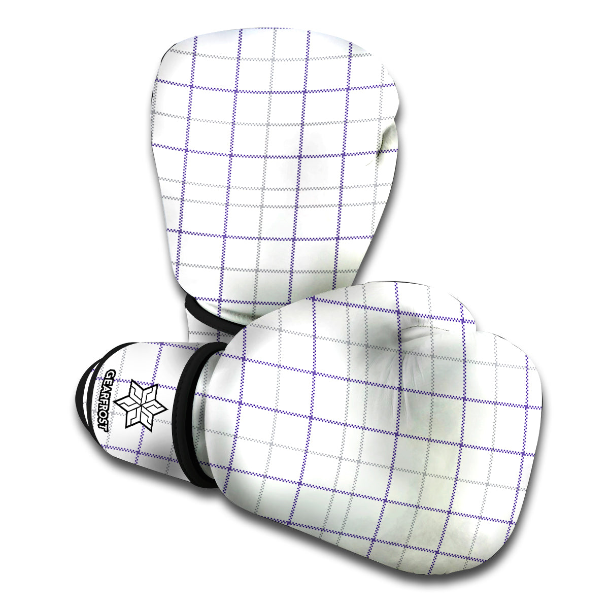 White Grey And Purple Tattersall Print Boxing Gloves