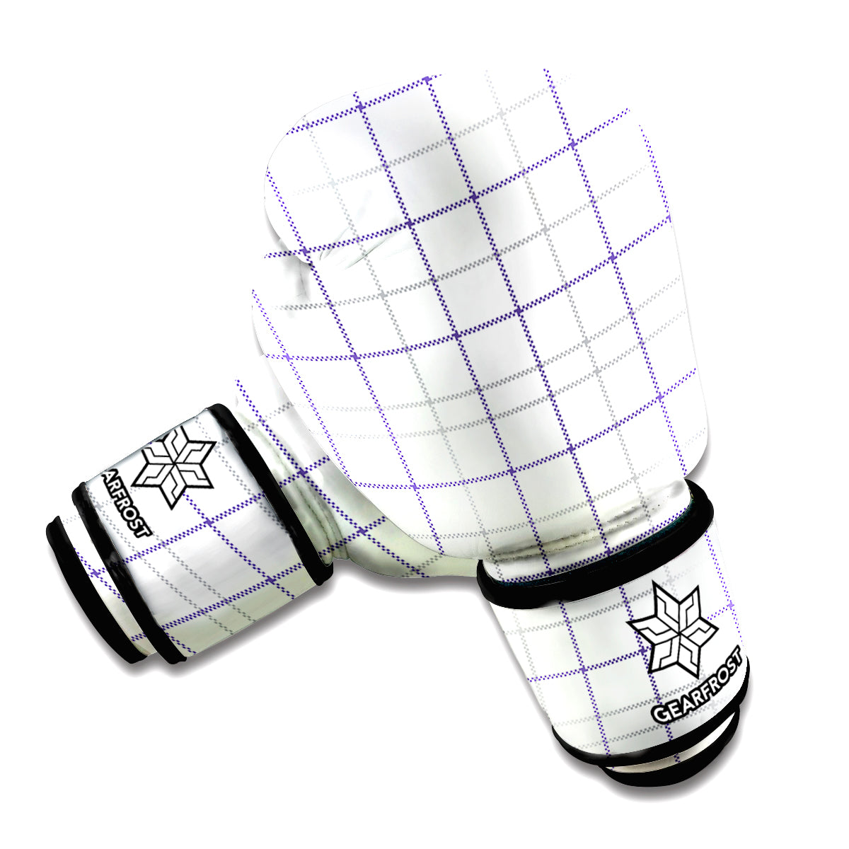 White Grey And Purple Tattersall Print Boxing Gloves