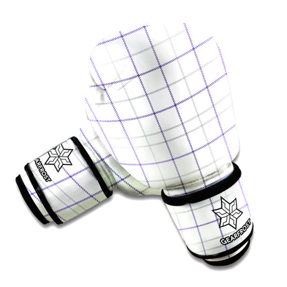 White Grey And Purple Tattersall Print Boxing Gloves