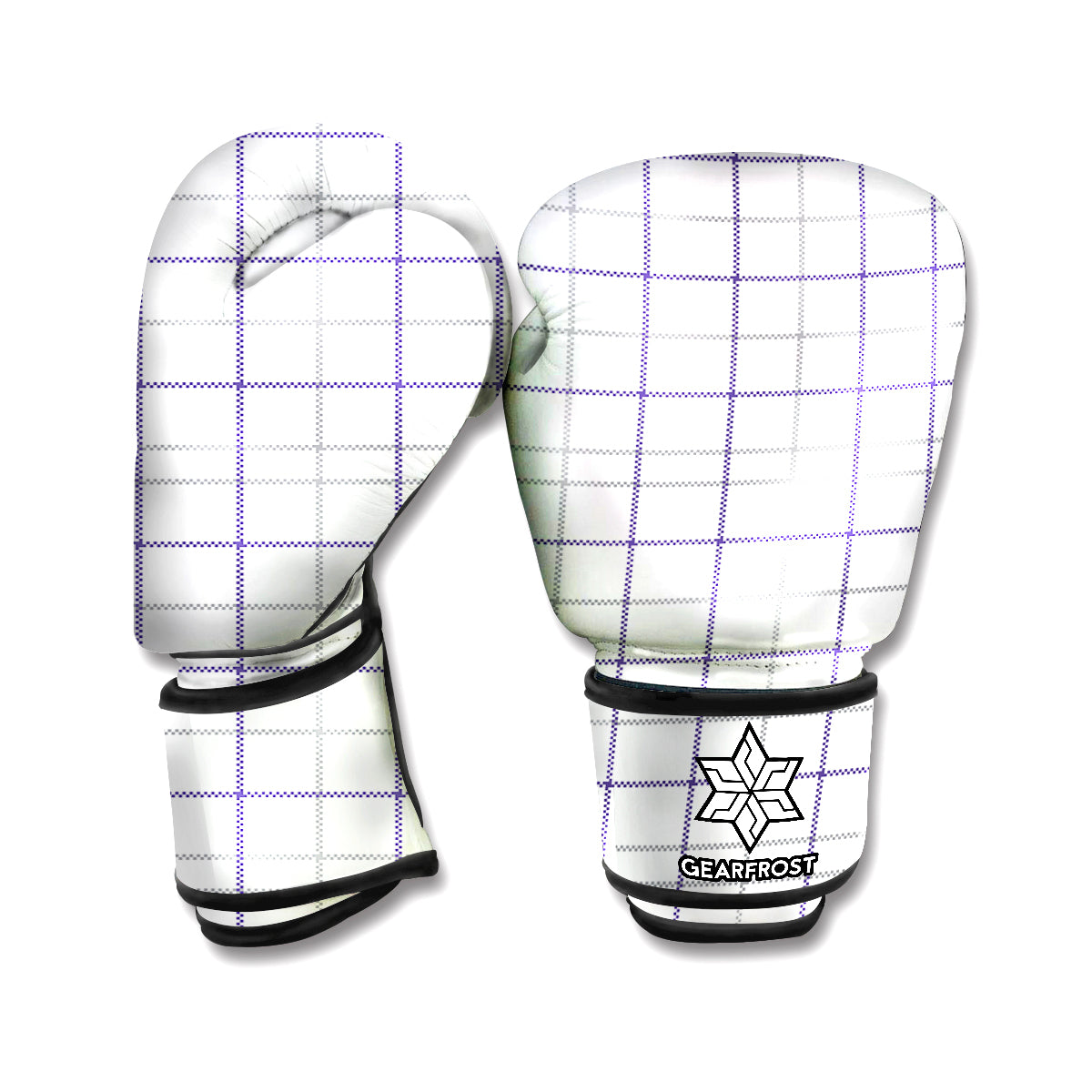 White Grey And Purple Tattersall Print Boxing Gloves