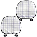 White Grey And Purple Tattersall Print Car Headrest Covers