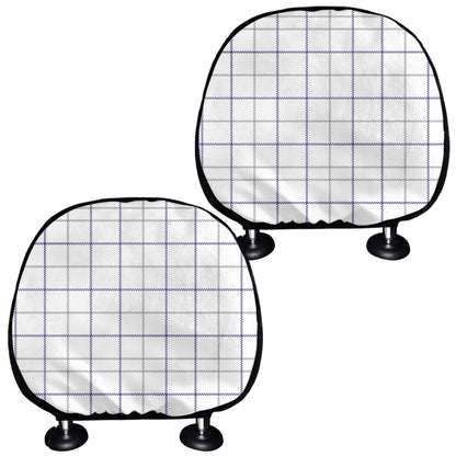 White Grey And Purple Tattersall Print Car Headrest Covers
