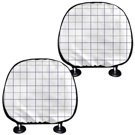 White Grey And Purple Tattersall Print Car Headrest Covers