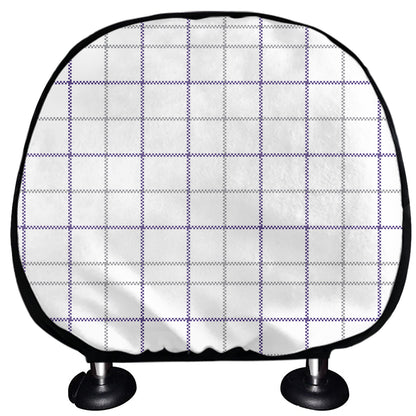 White Grey And Purple Tattersall Print Car Headrest Covers