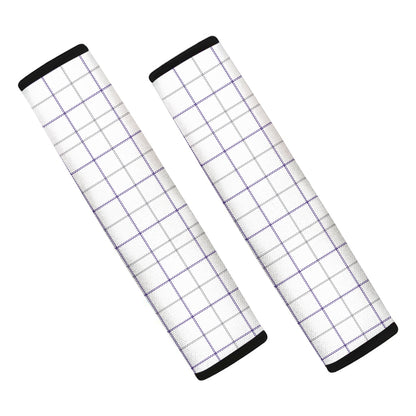 White Grey And Purple Tattersall Print Car Seat Belt Covers