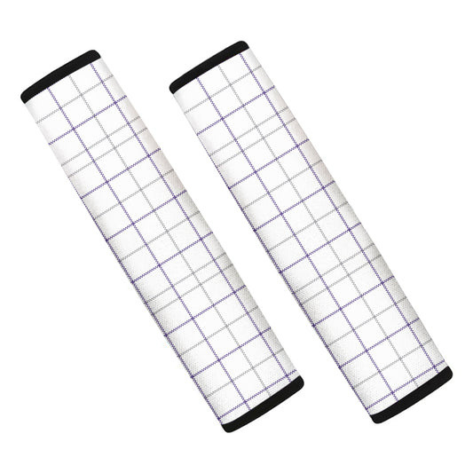 White Grey And Purple Tattersall Print Car Seat Belt Covers