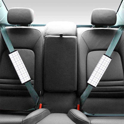 White Grey And Purple Tattersall Print Car Seat Belt Covers