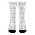 White Grey And Purple Tattersall Print Crew Socks
