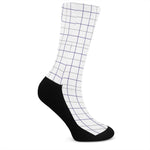 White Grey And Purple Tattersall Print Crew Socks