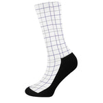 White Grey And Purple Tattersall Print Crew Socks