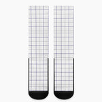 White Grey And Purple Tattersall Print Crew Socks