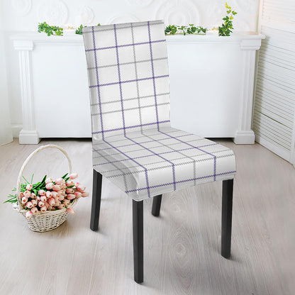 White Grey And Purple Tattersall Print Dining Chair Slipcover