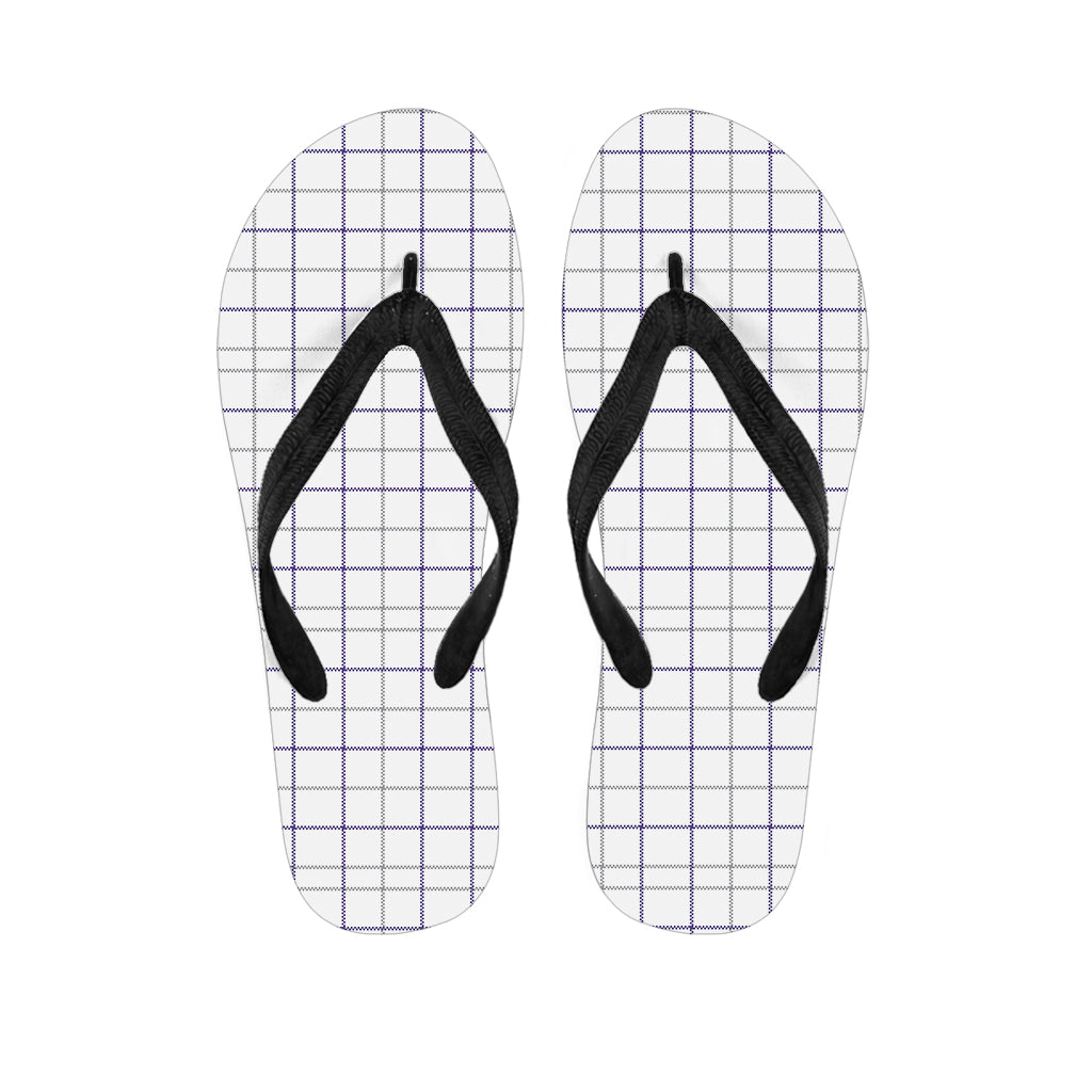 White Grey And Purple Tattersall Print Flip Flops