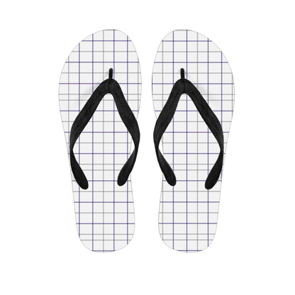 White Grey And Purple Tattersall Print Flip Flops