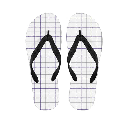 White Grey And Purple Tattersall Print Flip Flops