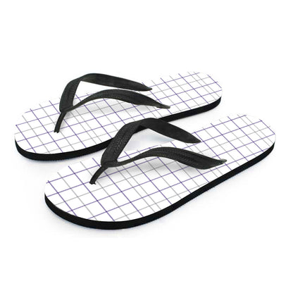 White Grey And Purple Tattersall Print Flip Flops