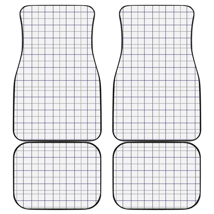 White Grey And Purple Tattersall Print Front and Back Car Floor Mats