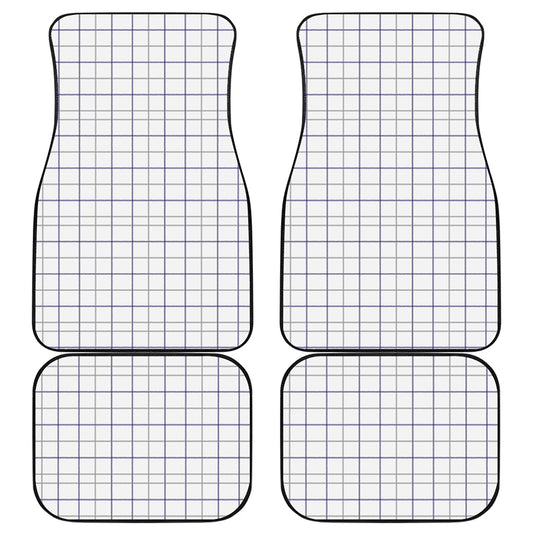 White Grey And Purple Tattersall Print Front and Back Car Floor Mats