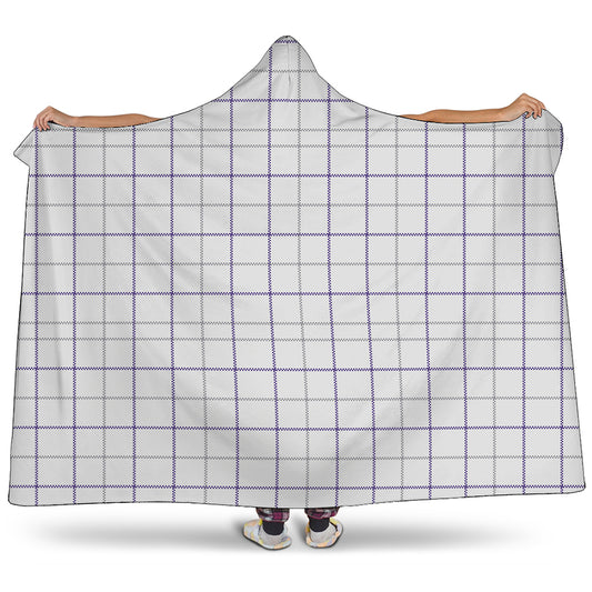 White Grey And Purple Tattersall Print Hooded Blanket