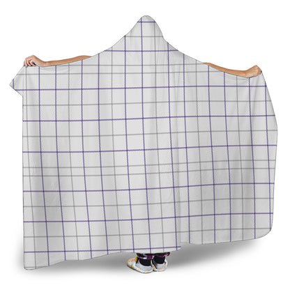 White Grey And Purple Tattersall Print Hooded Blanket