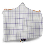 White Grey And Purple Tattersall Print Hooded Blanket