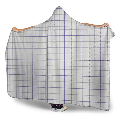 White Grey And Purple Tattersall Print Hooded Blanket