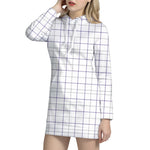 White Grey And Purple Tattersall Print Hoodie Dress
