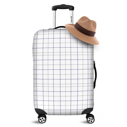 White Grey And Purple Tattersall Print Luggage Cover